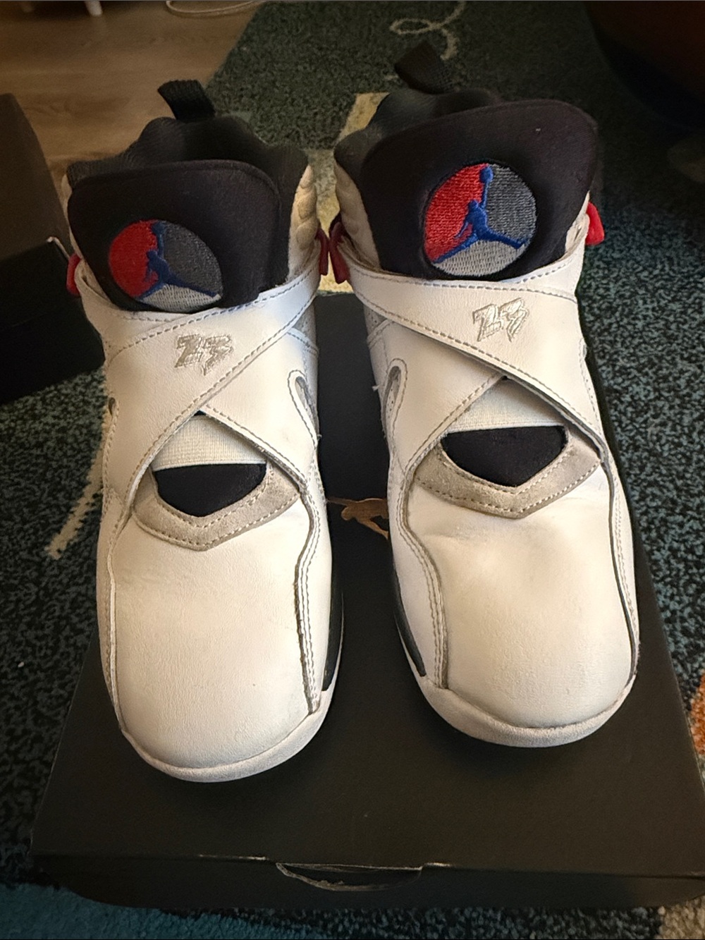 Jordan 8’s Kids White/Black/Red Retro Sneakers